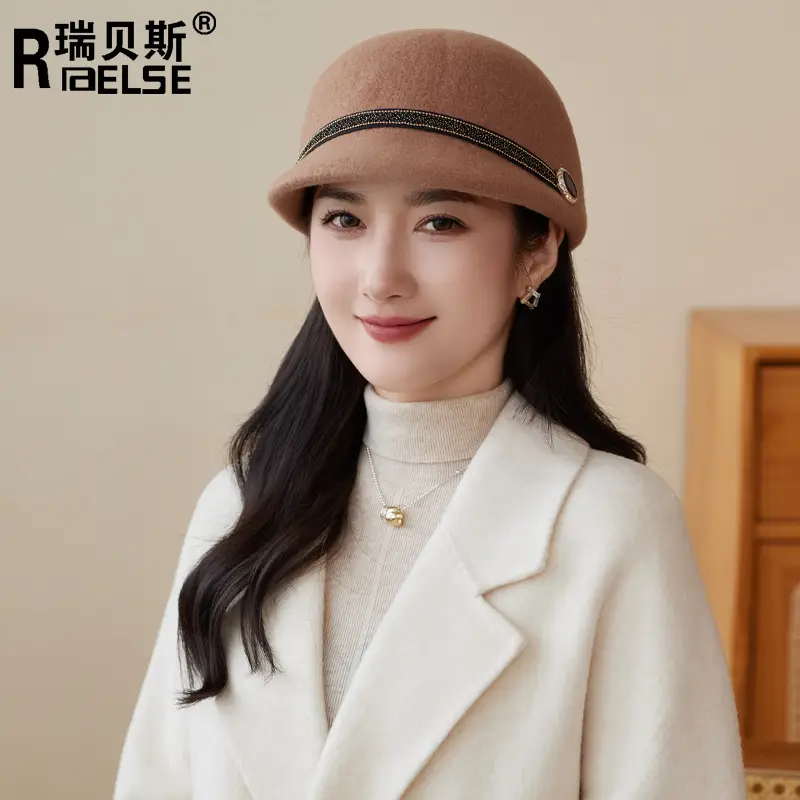 Women Woolen Beret Hat Autumn Winter Warm Peaked Cap - Image 7