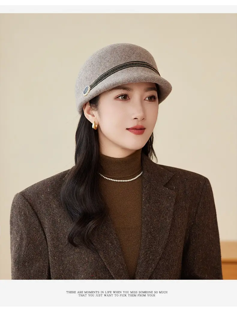 Women Woolen Beret Hat Autumn Winter Warm Peaked Cap — feature 10