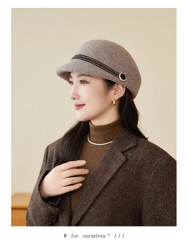 Women Woolen Beret Hat Autumn Winter Warm Peaked Cap — feature 11