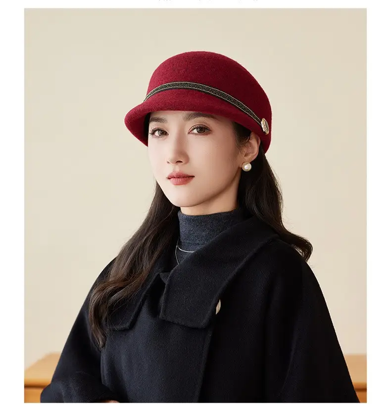 Women Woolen Beret Hat Autumn Winter Warm Peaked Cap — feature 13