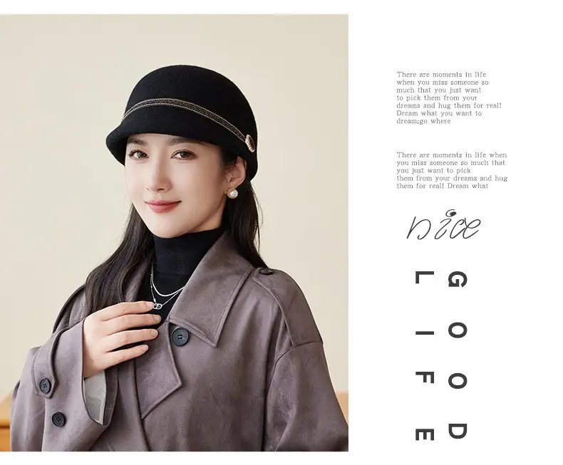 Women Woolen Beret Hat Autumn Winter Warm Peaked Cap — feature 14