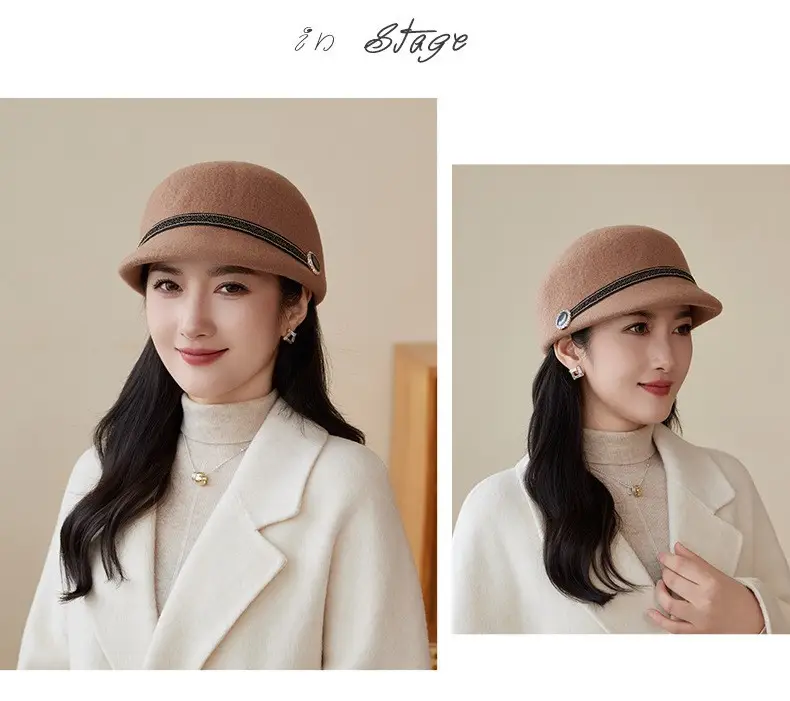 Women Woolen Beret Hat Autumn Winter Warm Peaked Cap — feature 17