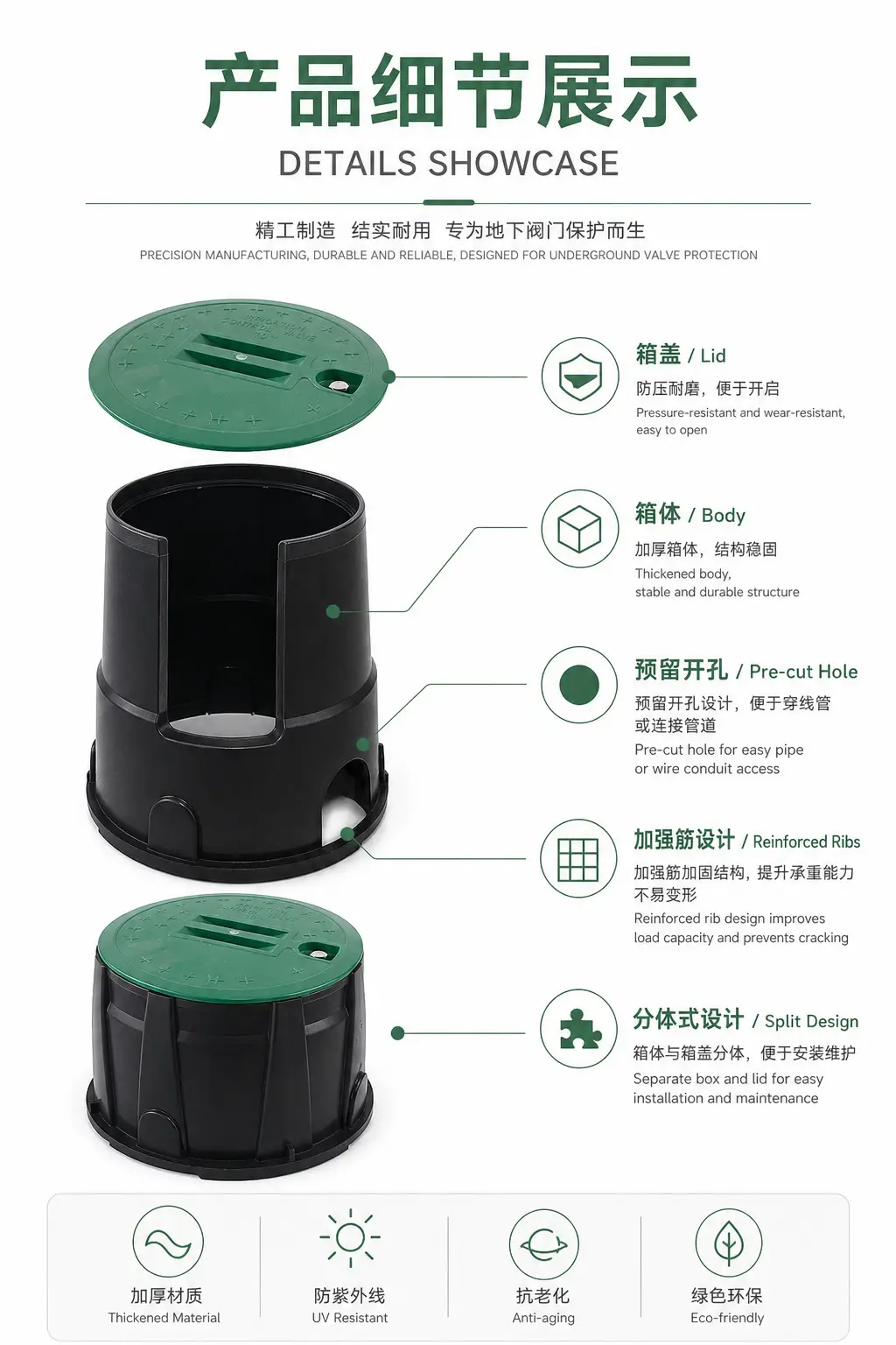 Cross-Border Underground Water Valve Box Garden Irrigation Tools Greening Sprinkler Valve Box Multi-Size Valve Well — feature 2
