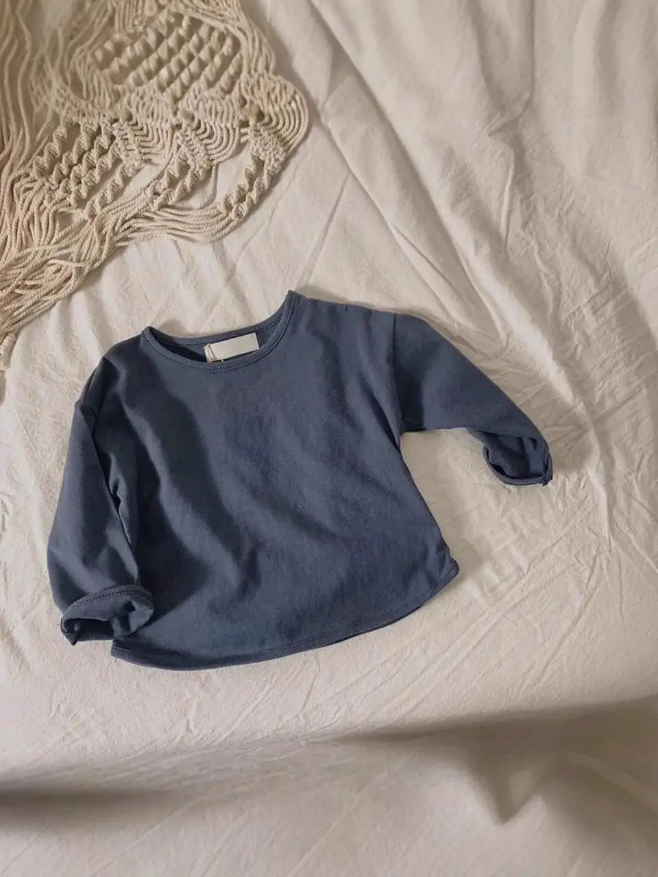 Blue Korean Style Loose Cotton T-Shirt for Boys Girls