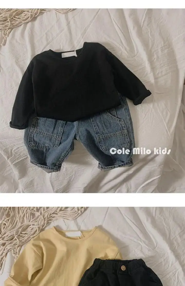 Blue Korean Style Loose Cotton T-Shirt for Boys Girls — feature 6