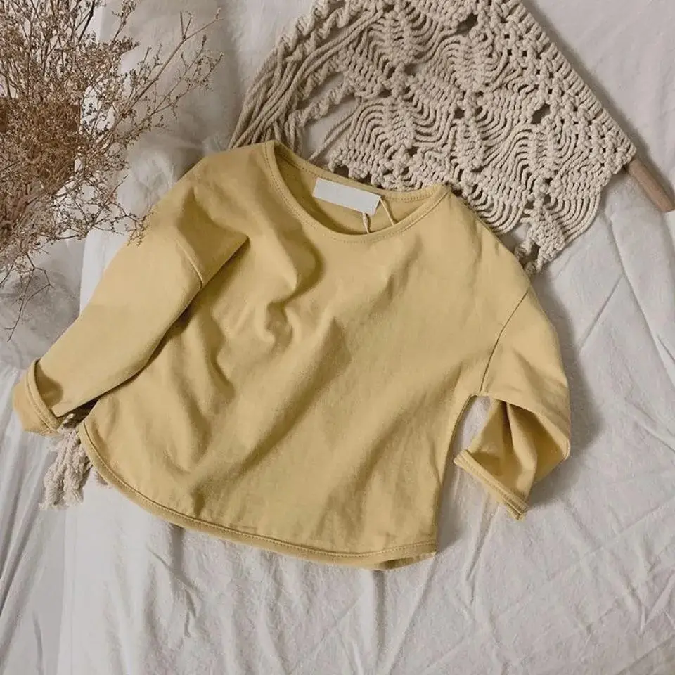 Blue Korean Style Loose Cotton T-Shirt for Boys Girls