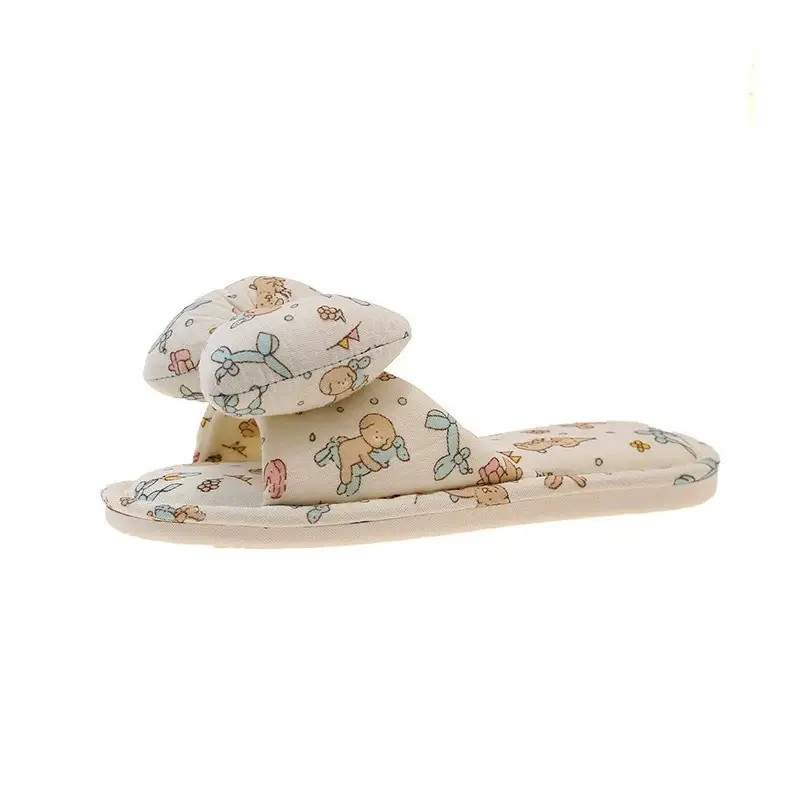 Cute Bowknot Slipper Women Cotton Linen Spring Autumn 2026