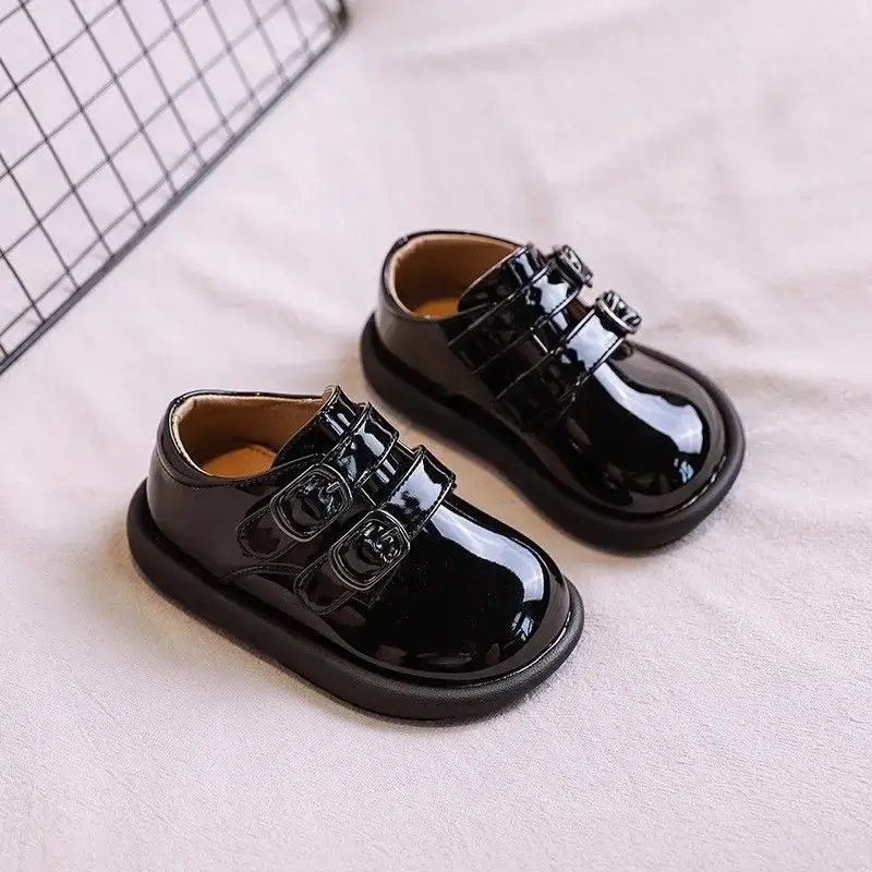 Baby Leather Shoes Black 1-3Yrs Non-Slip