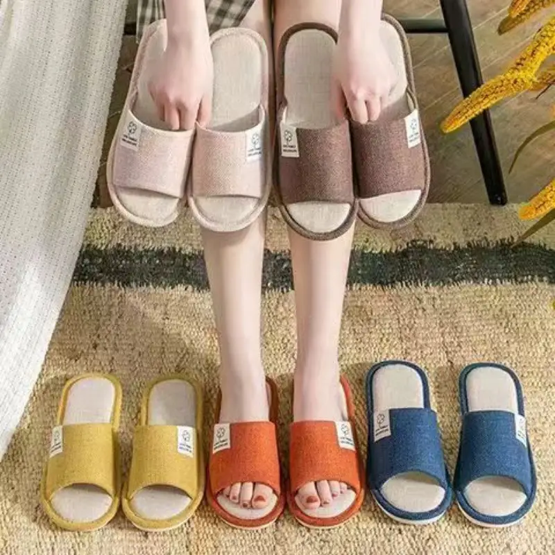 Home Slippers, Silent, Non-Slip, Suitable for All Seasons, Breathable, Lightweight, Couple's Slippers, Women's Slippers, Cotton and Linen Slippers, Men's Indoor Slippers