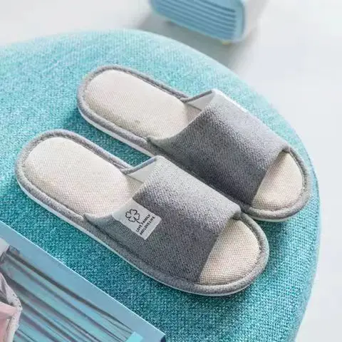 Home Slippers, Silent, Non-Slip, Suitable for All Seasons, Breathable, Lightweight, Couple's Slippers, Women's Slippers, Cotton and Linen Slippers, Men's Indoor Slippers