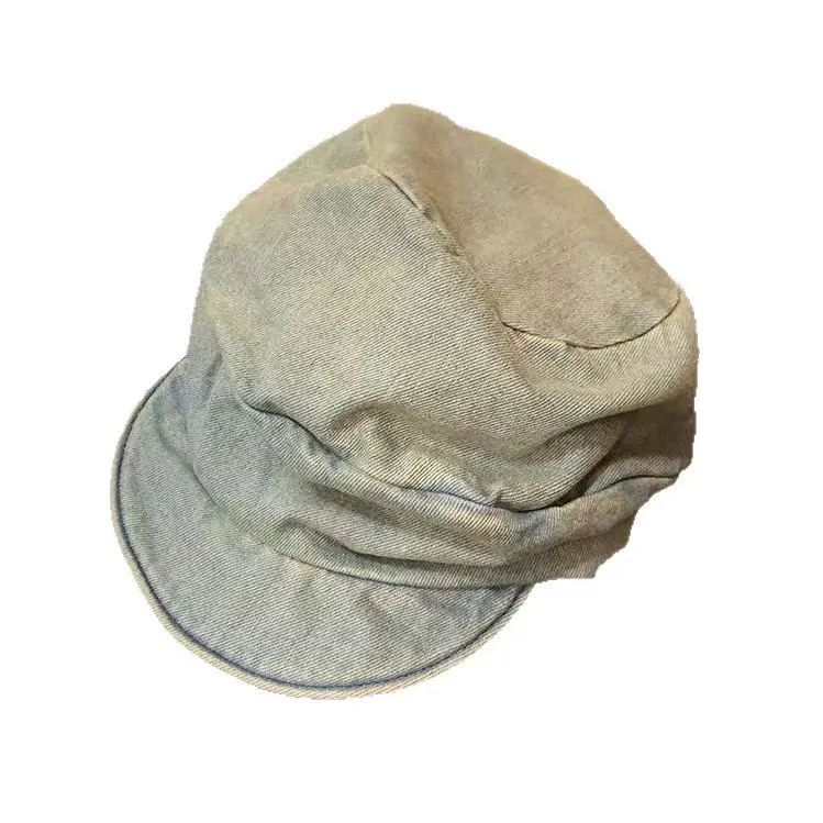 Vintage Wash Denim Beret for Women Large Head Circumference - Image 6