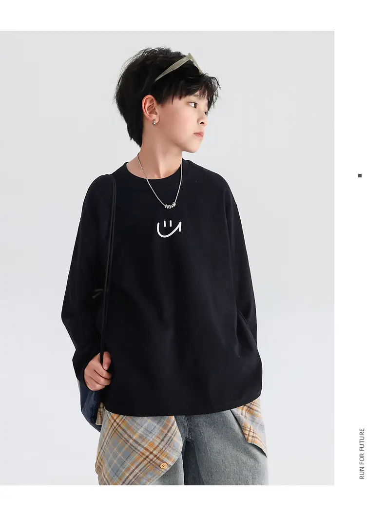 Boys Pure Cotton Long Sleeve T-Shirt Black 2026 — feature 16