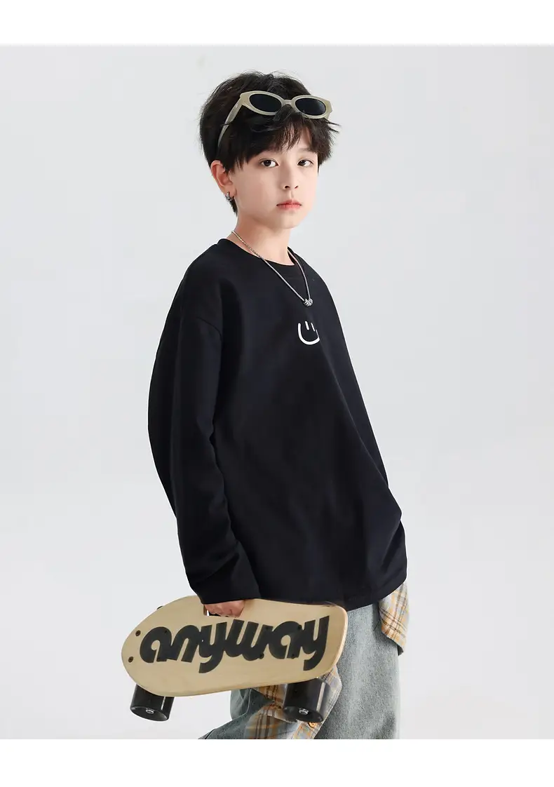Boys Pure Cotton Long Sleeve T-Shirt Black 2026 — feature 17