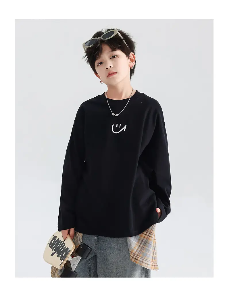 Boys Pure Cotton Long Sleeve T-Shirt Black 2026 — feature 18