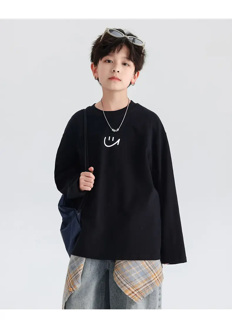 Boys Pure Cotton Long Sleeve T-Shirt Black 2026 — feature 19