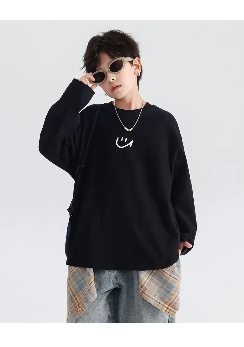 Boys Pure Cotton Long Sleeve T-Shirt Black 2026 — feature 20