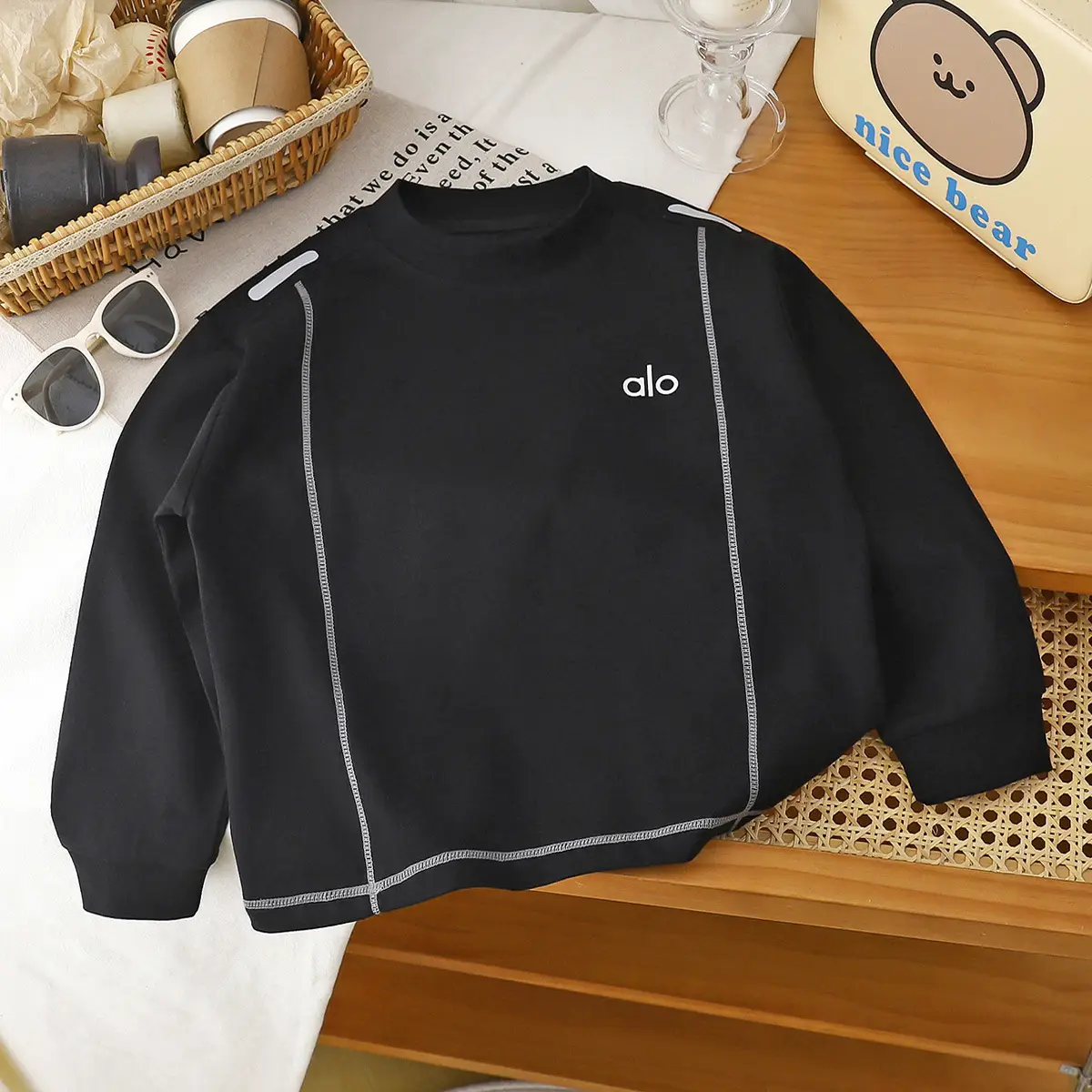 Alo Black Long Sleeve T-Shirt for Boys Girls 2025
