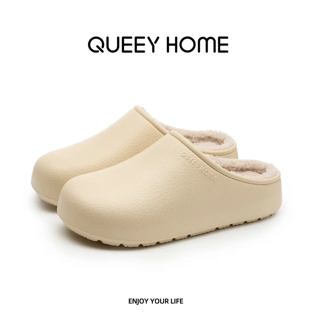 Fleece-Lined Waterproof Cotton Slippers for Women 2026 New Antibacterial Indoor Warm Thick-Soled Eva Outdoor Plush Birkenstock Shoes Winter - Image 2