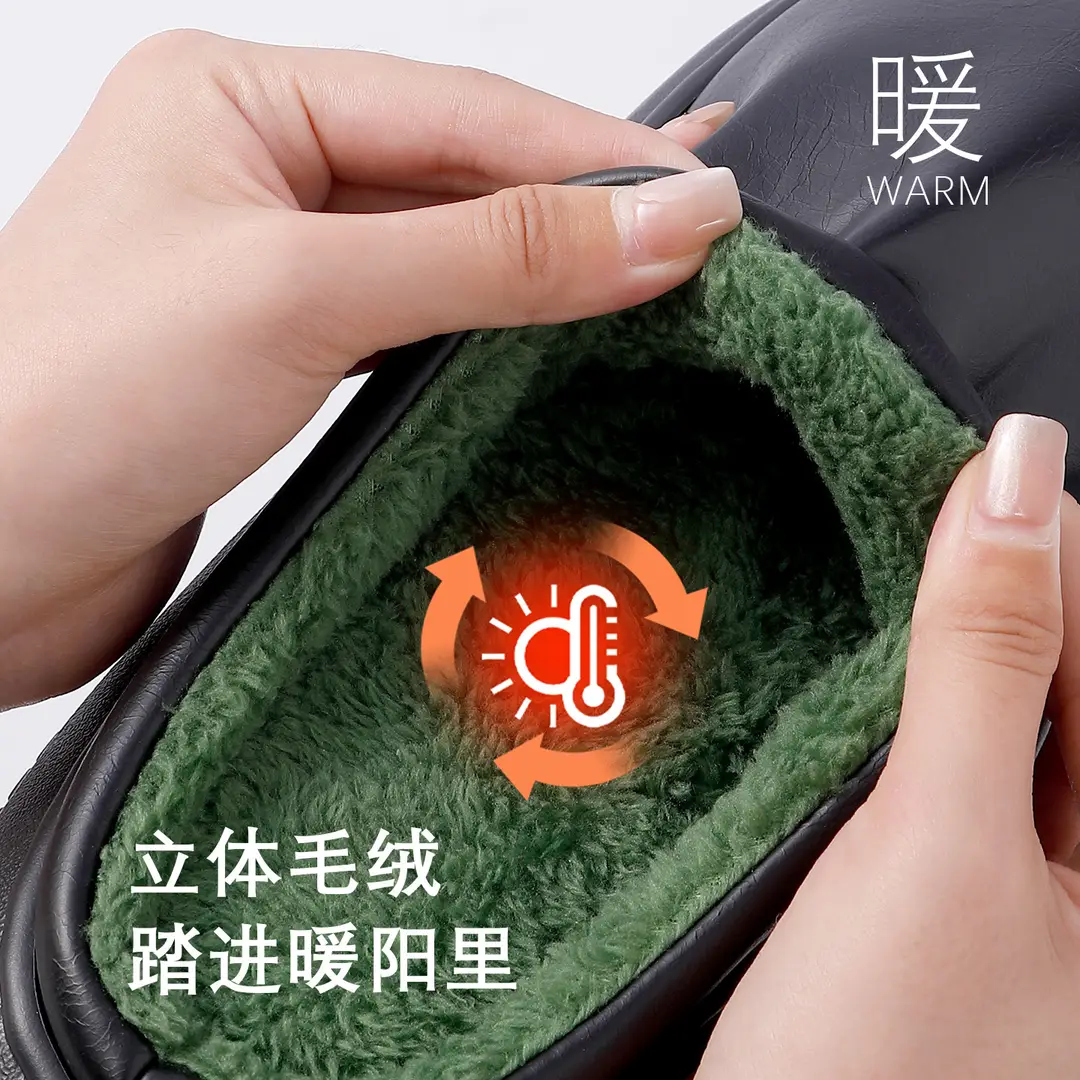 Waterproof Cotton Slippers for Men, Winter 2026 New Model, Indoor Home Warm Plush Thick-Soled Non-Slip Slippers with a Stepping-On-Feces Feel, Cotton Slippers for Women - Image 9
