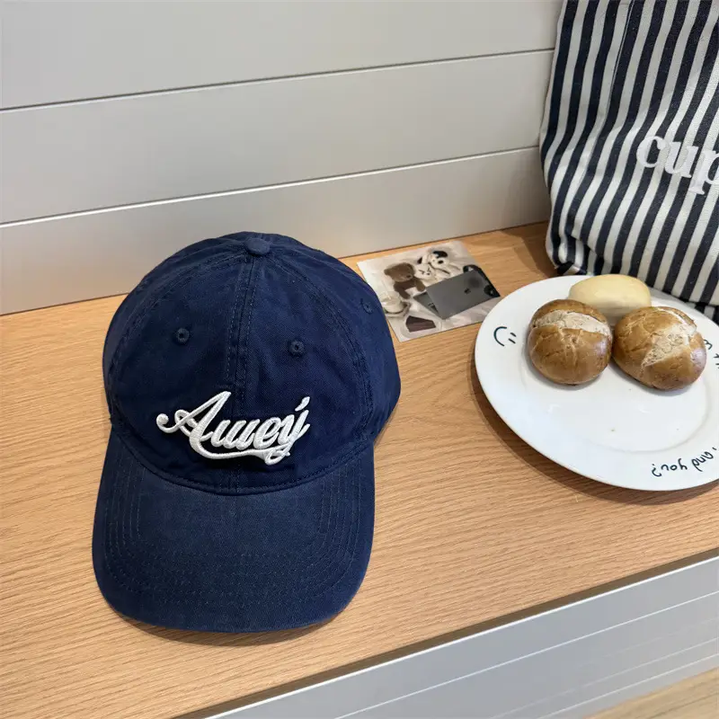 Navy Blue Letter Embroidered Baseball Cap for Women