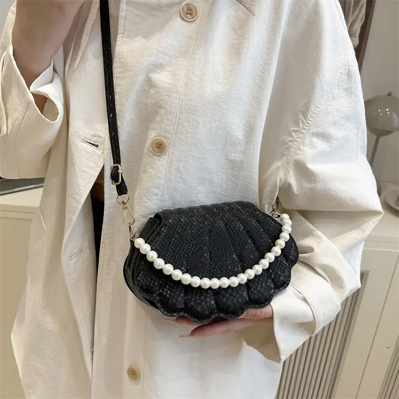 Pink Pearl Scallop Crossbody Bag for Women - Image 8