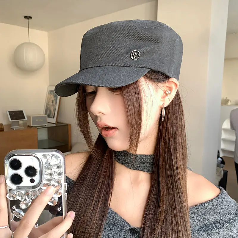 Women Flat Cap Sun Hat Navy Spring Autumn Face Cover - Image 9