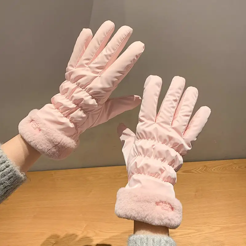 Winter Gloves for Women, Thickeneded and Velvet, Cold-Proof, Waterproof, Touch-Screen Cycling Electric Bike, Warm Ski Cotton Gloves