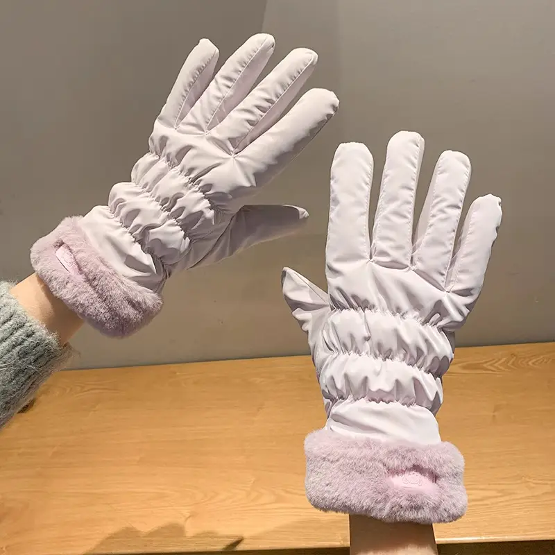 Winter Gloves for Women, Thickeneded and Velvet, Cold-Proof, Waterproof, Touch-Screen Cycling Electric Bike, Warm Ski Cotton Gloves