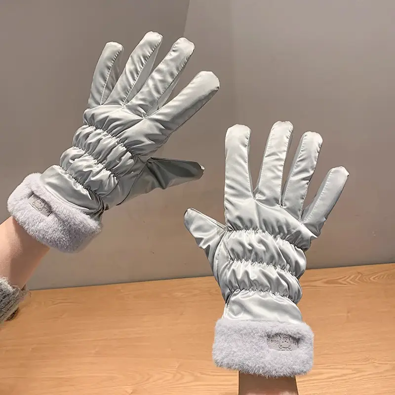 Winter Gloves for Women, Thickeneded and Velvet, Cold-Proof, Waterproof, Touch-Screen Cycling Electric Bike, Warm Ski Cotton Gloves