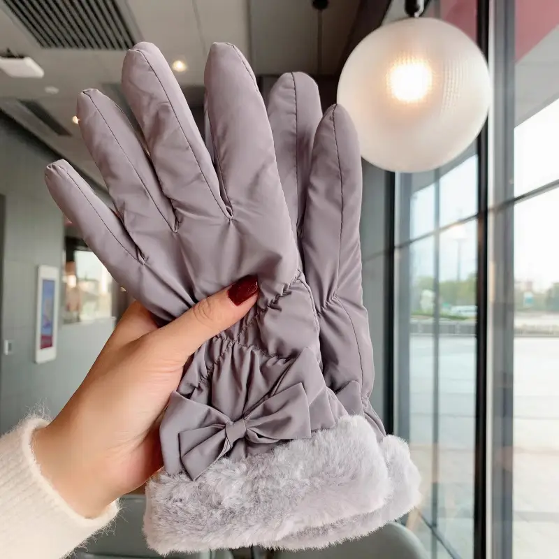 Winter Gloves for Women, Thickeneded and Velvet, Cold-Proof, Waterproof, Touch-Screen Cycling Electric Bike, Warm Ski Cotton Gloves