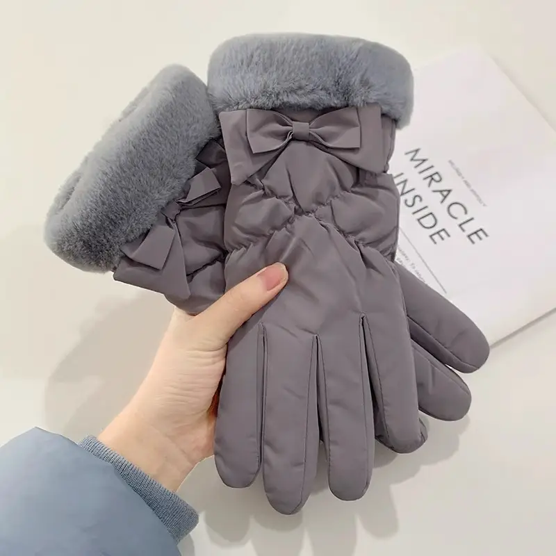 Winter Gloves for Women, Thickeneded and Velvet, Cold-Proof, Waterproof, Touch-Screen Cycling Electric Bike, Warm Ski Cotton Gloves