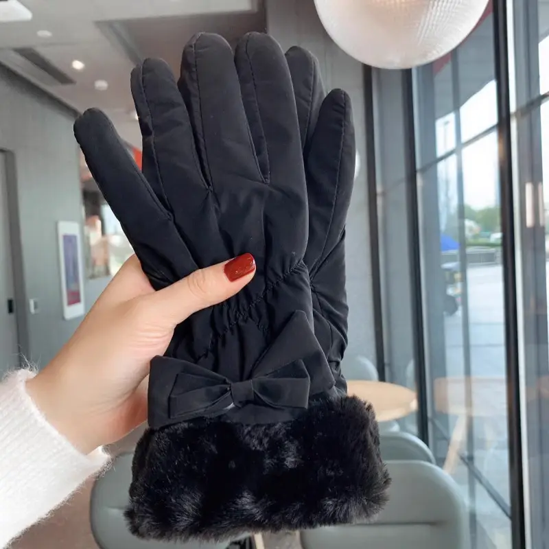 Winter Gloves for Women, Thickeneded and Velvet, Cold-Proof, Waterproof, Touch-Screen Cycling Electric Bike, Warm Ski Cotton Gloves