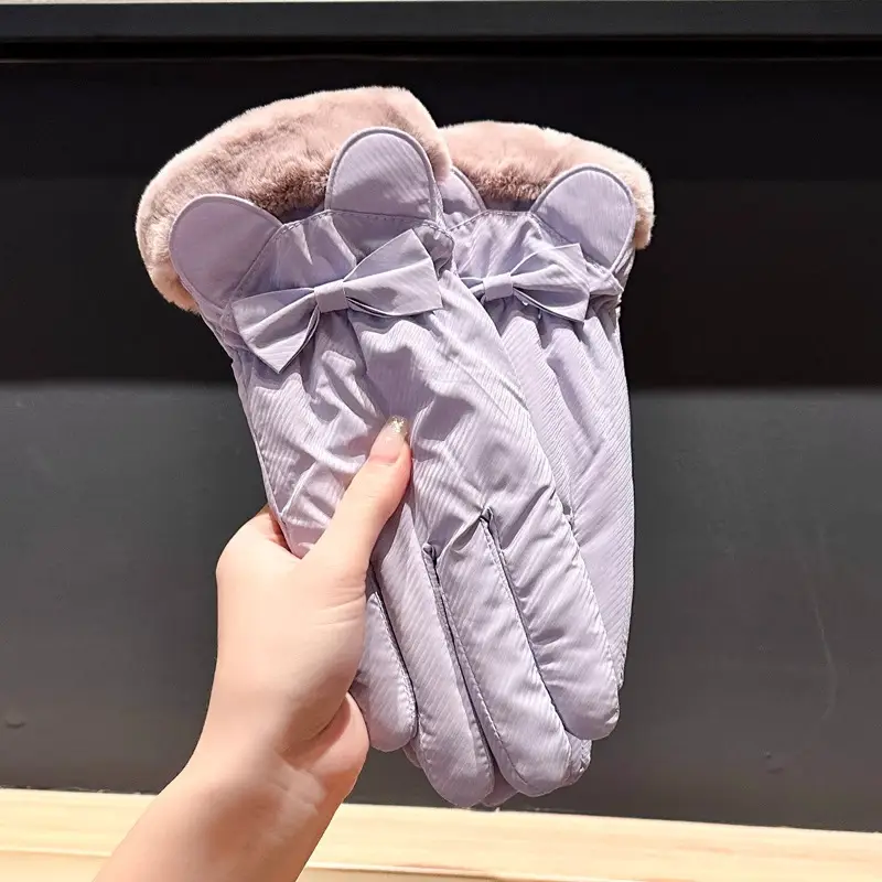Winter Gloves for Women, Thickeneded and Velvet, Cold-Proof, Waterproof, Touch-Screen Cycling Electric Bike, Warm Ski Cotton Gloves