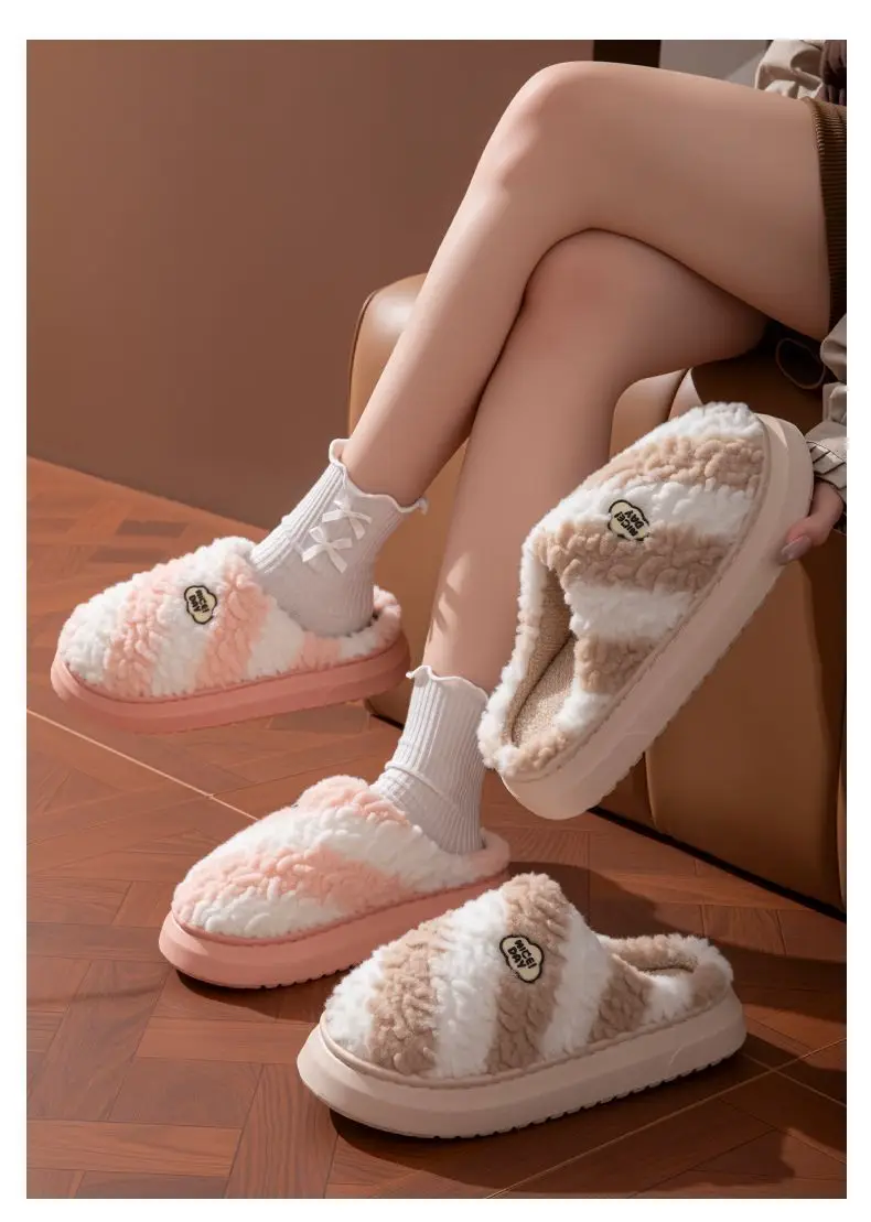 Women's Plush Winter Slippers Cream Brown 2024 — feature 12