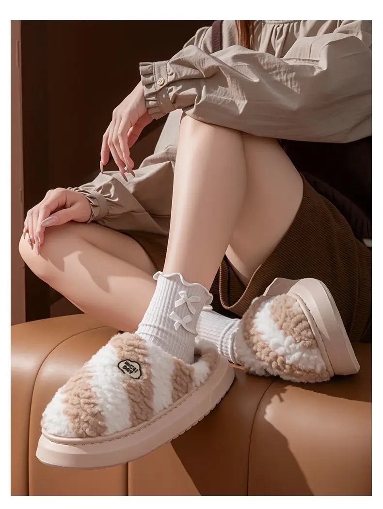 Women's Plush Winter Slippers Cream Brown 2024 — feature 16