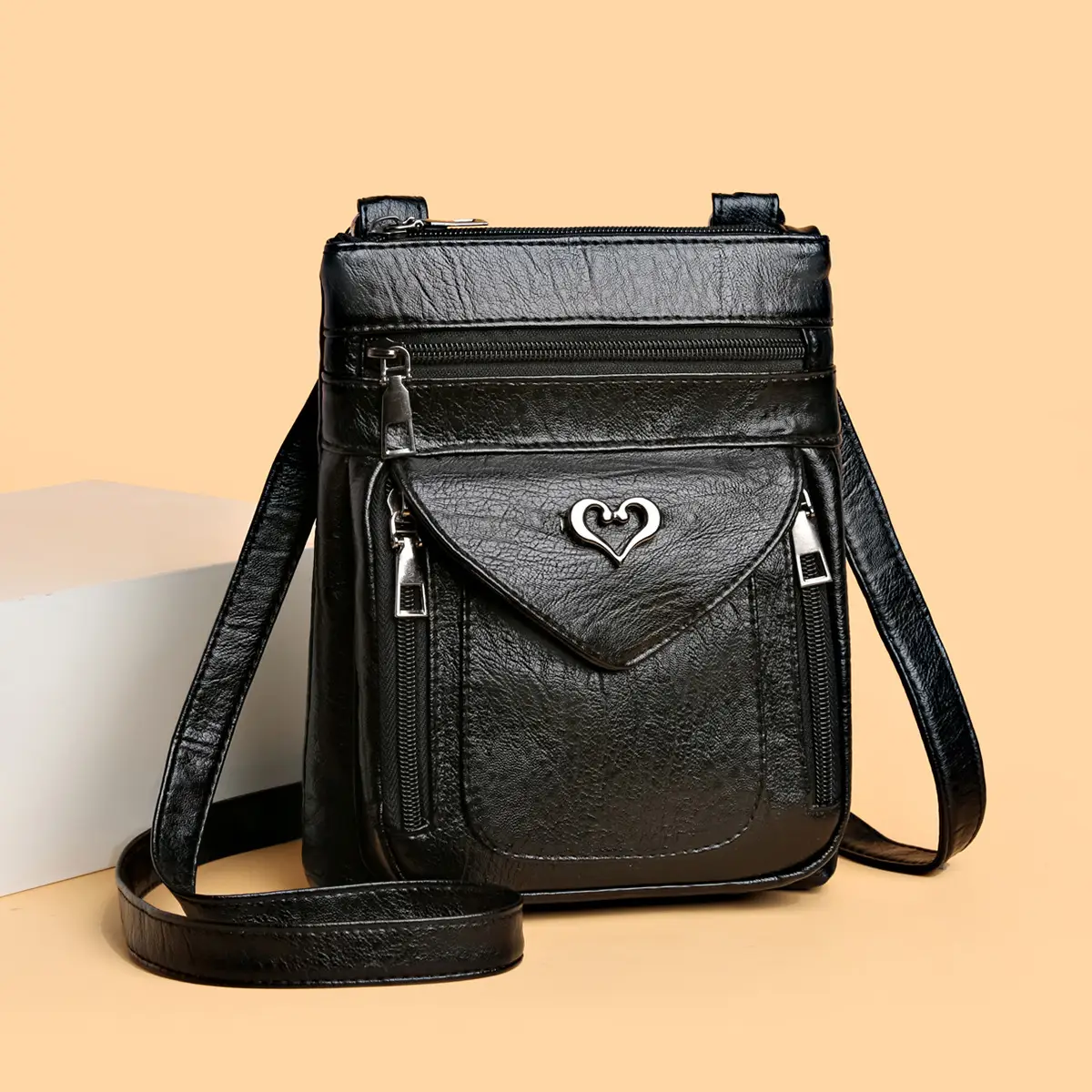 Women's Retro Crossbody Phone Bag with Heart Lock - Image 6