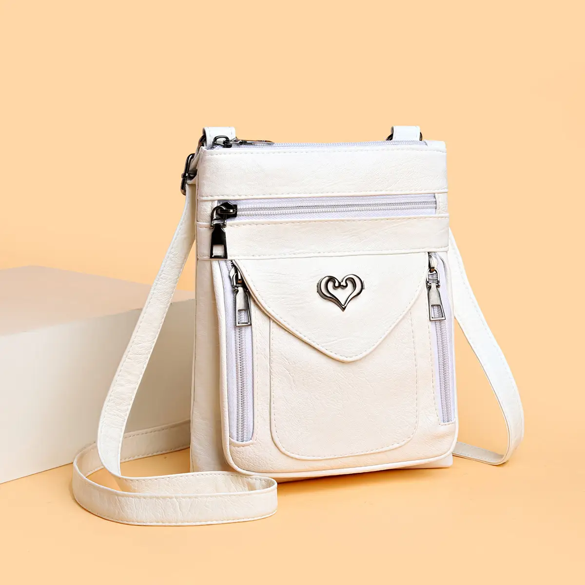 Women's Retro Crossbody Phone Bag with Heart Lock - Image 7