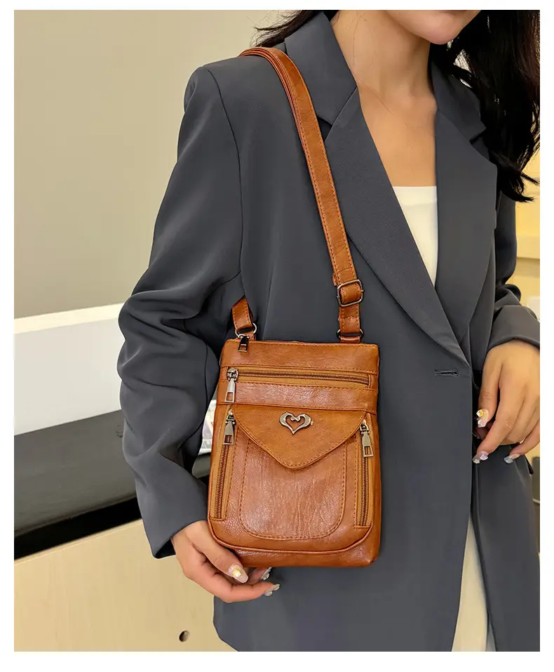 Women's Retro Crossbody Phone Bag with Heart Lock — feature 17