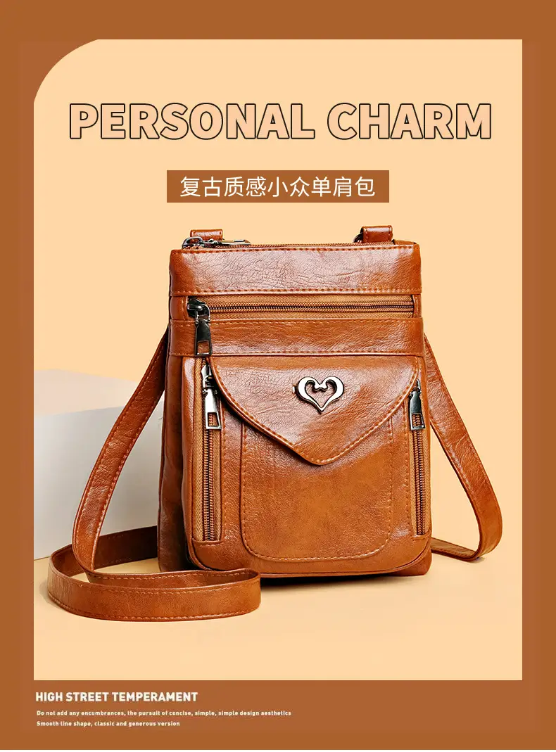 Women's Retro Crossbody Phone Bag with Heart Lock — feature 2