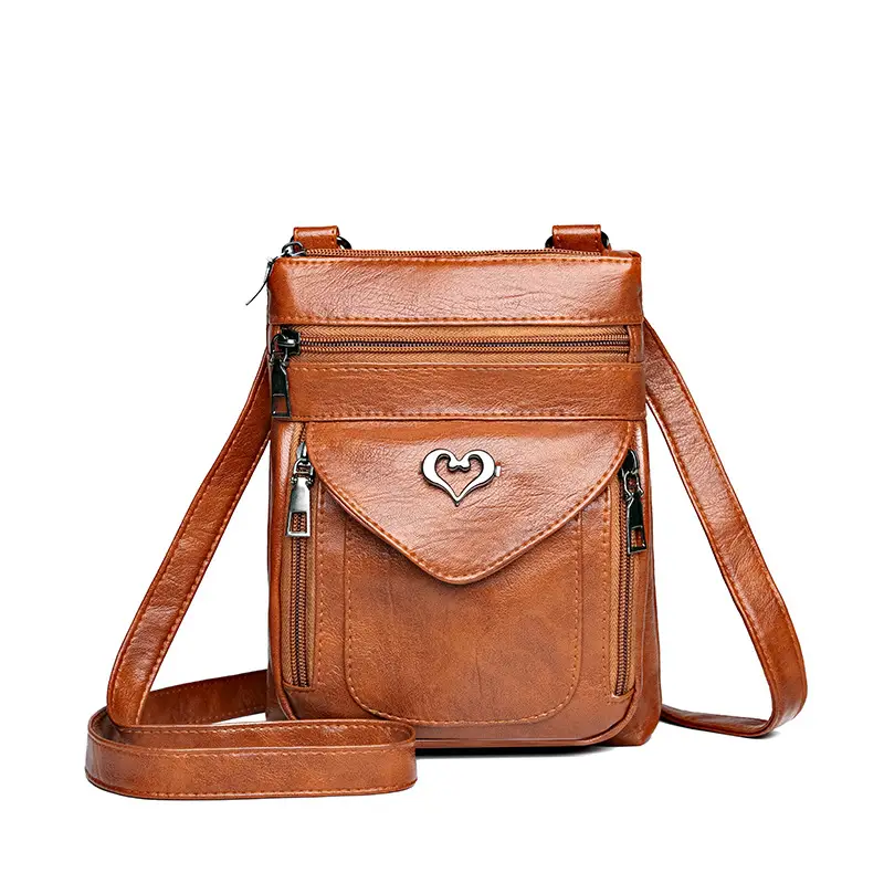 Women's Retro Crossbody Phone Bag with Heart Lock - Image 3