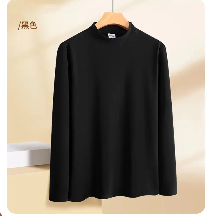 Men Long Sleeve T-Shirt White Plain - Image 9