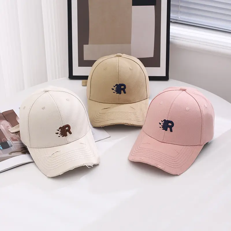Black R Letter Embroidered Baseball Cap for Women - Image 9