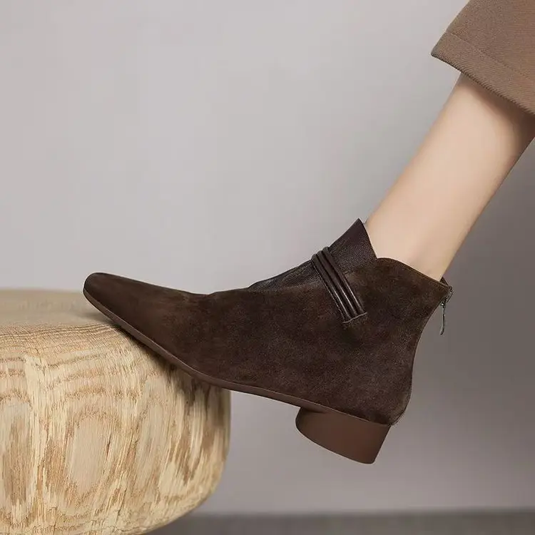 Women Fleece Lined Mid Heel Boots Black 2025 - Image 4