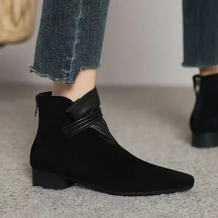 Women Fleece Lined Mid Heel Boots Black 2025 — feature 1