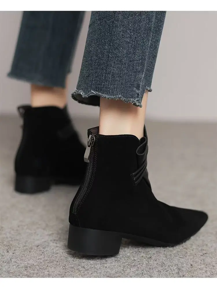 Women Fleece Lined Mid Heel Boots Black 2025 — feature 11
