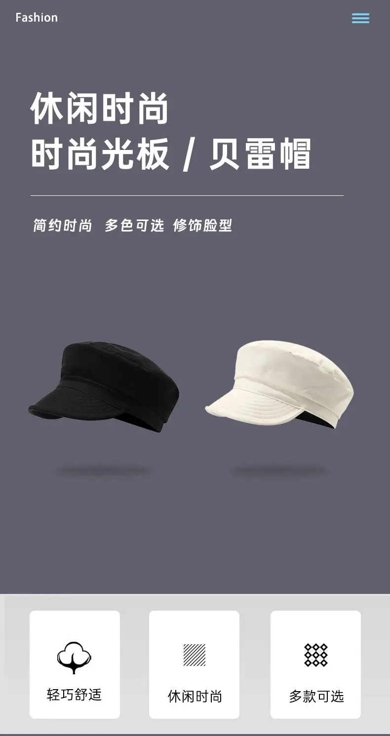 Japanese Style Black & White Baseball Cap for Women — feature 2
