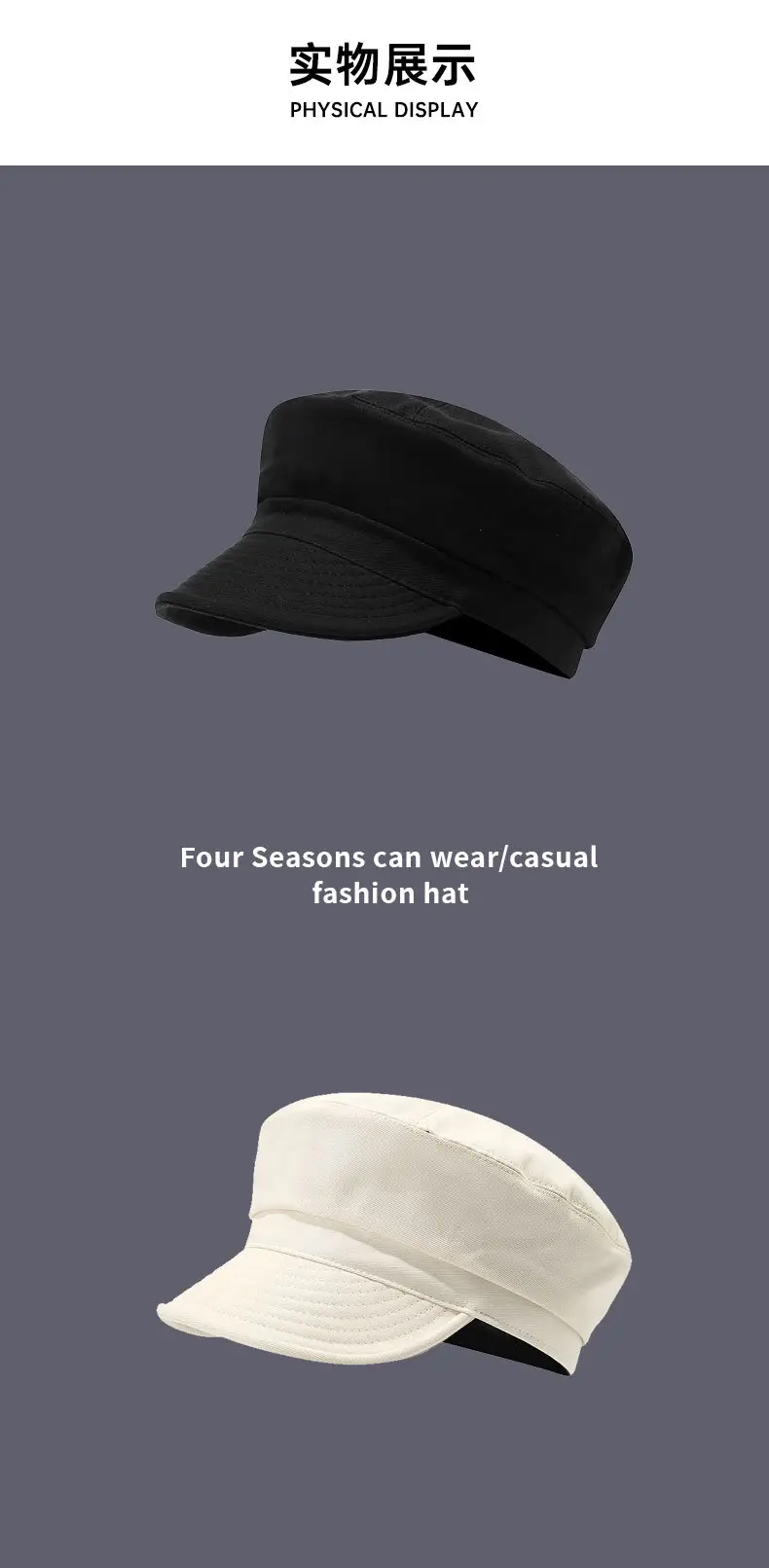 Japanese Style Black & White Baseball Cap for Women — feature 9