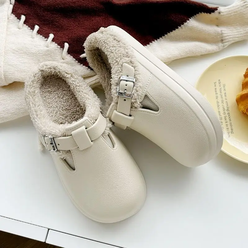 Winter Warm Cotton Slippers Black Non-Slip