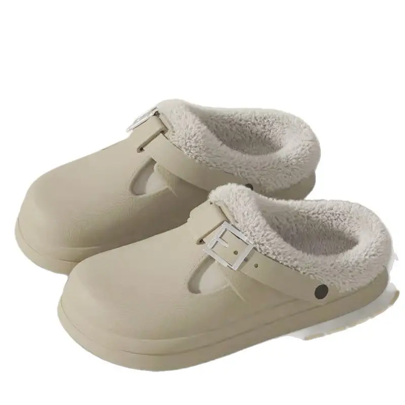 Winter Warm Cotton Slippers Black Non-Slip
