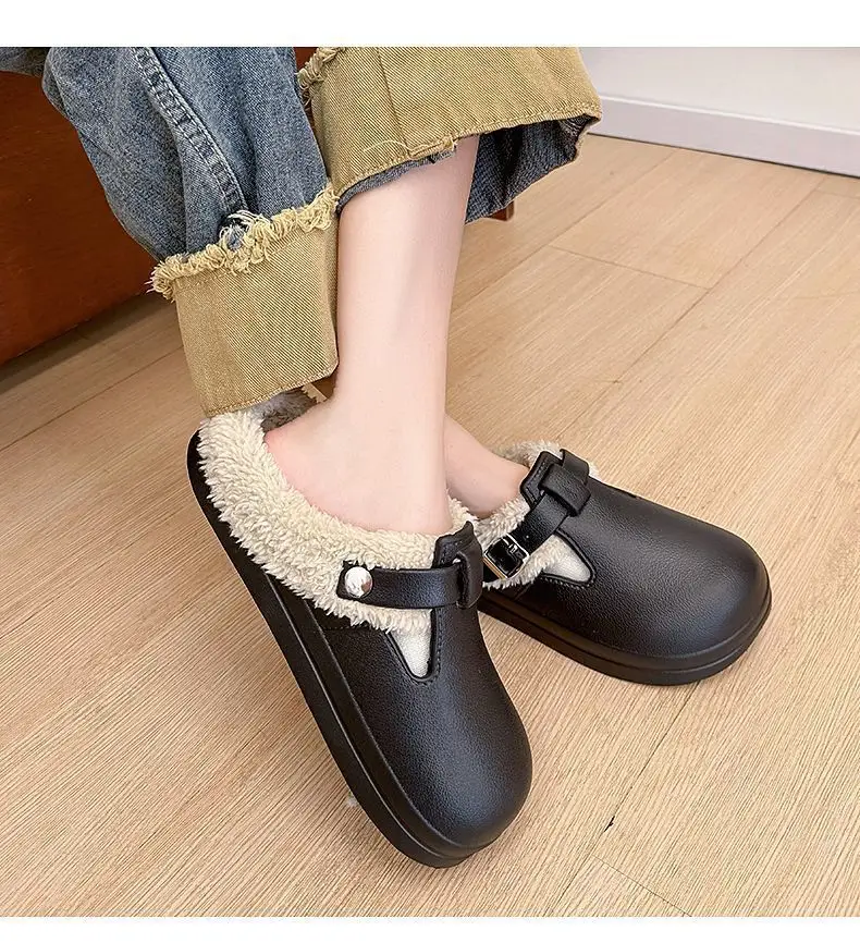 Winter Warm Cotton Slippers Black Non-Slip — feature 11